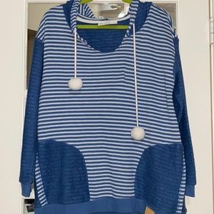 Blue & white stripes Jadelynn Brooke hoodie